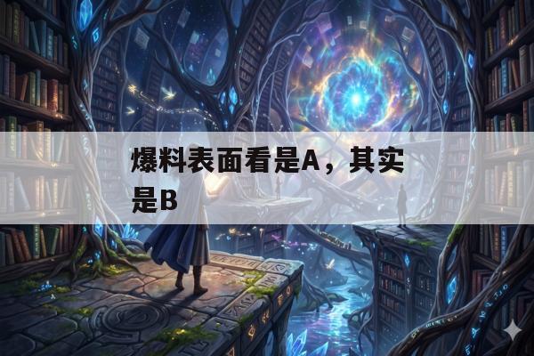 爆料表面看是A，其实是B